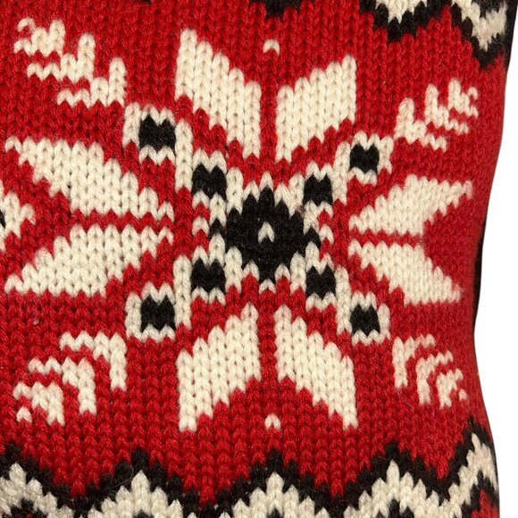 Christmas Red snowflake sweater knit ski Fair Isle pillow Poppy Gallium - Picture 5 of 6